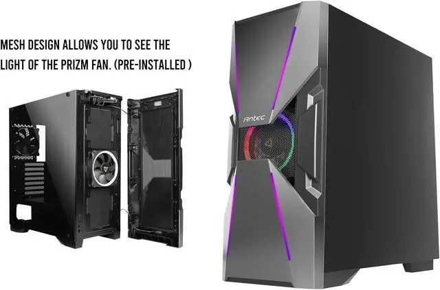Alt view image 20 of 20 - Antec Dark Avenger DA601 E-ATX Mid Tower Case/ARGB Motherboard Sync/Tempered Glass/Prizm 120 ARGB Fan Included