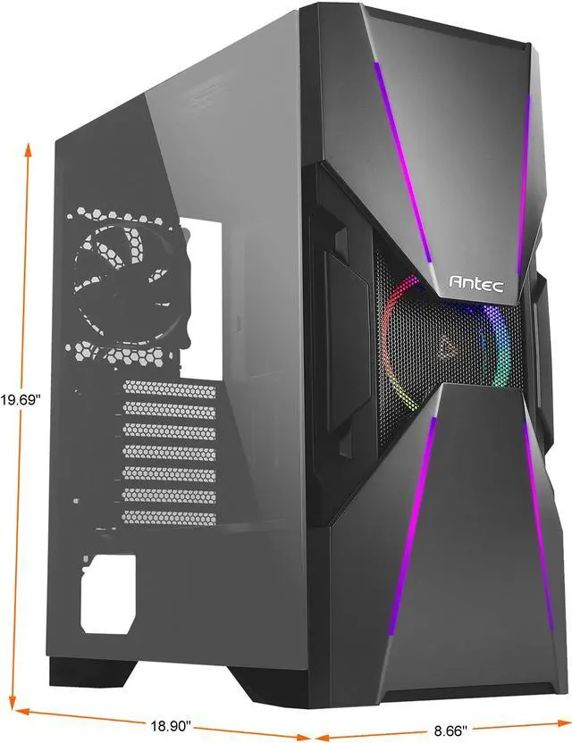 Alt view image 2 of 20 - Antec Dark Avenger DA601 E-ATX Mid Tower Case/ARGB Motherboard Sync/Tempered Glass/Prizm 120 ARGB Fan Included