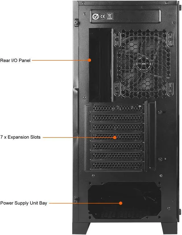 Alt view image 17 of 20 - Antec Dark Avenger DA601 E-ATX Mid Tower Case/ARGB Motherboard Sync/Tempered Glass/Prizm 120 ARGB Fan Included