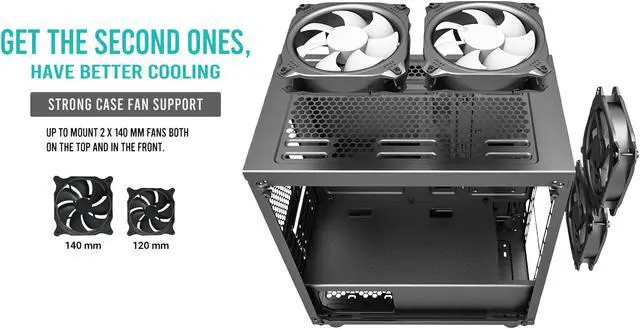 Alt view image 11 of 13 - Antec Value Solution Series VSK10 Highly Functional Micro-ATX Case, Support 4 x 140 mm Fan and 280 mm Radiator, 2 x USB3.0