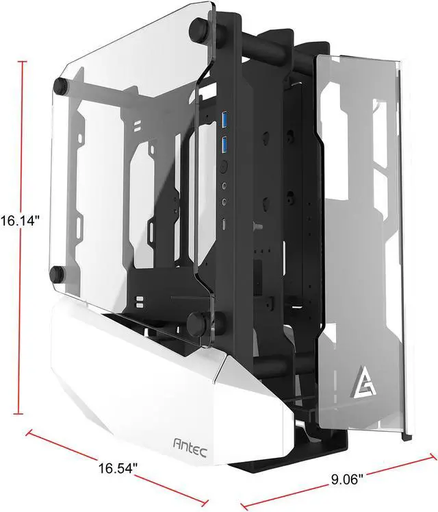 Alt view image 2 of 14 - Antec STRIKER Aluminum and Steel ITX Computer Case, Front GPU Mount, Up to 4 x 120 mm Fan Support, USB 3.1 Type-C ready and PCI-E Riser Included
