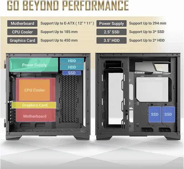Alt view image 7 of 14 - Antec Performance Series P120 Crystal E-ATX Mid-Tower Case, Tempered Glass Front & Side Panels, Slide Button Design, Ready for 2 x 360 mm Radiators Simultaneously, Aluminum VGA Holder Included
