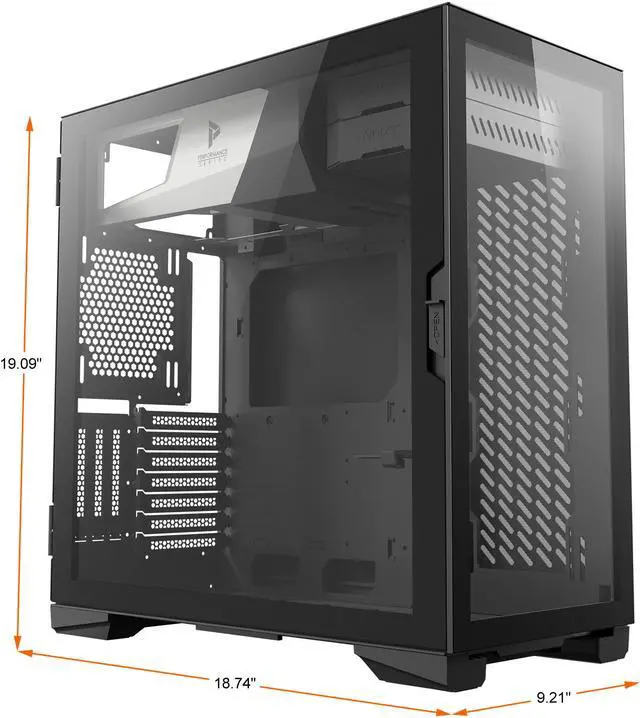 Alt view image 9 of 14 - Antec Performance Series P120 Crystal E-ATX Mid-Tower Case, Tempered Glass Front & Side Panels, Slide Button Design, Ready for 2 x 360 mm Radiators Simultaneously, Aluminum VGA Holder Included