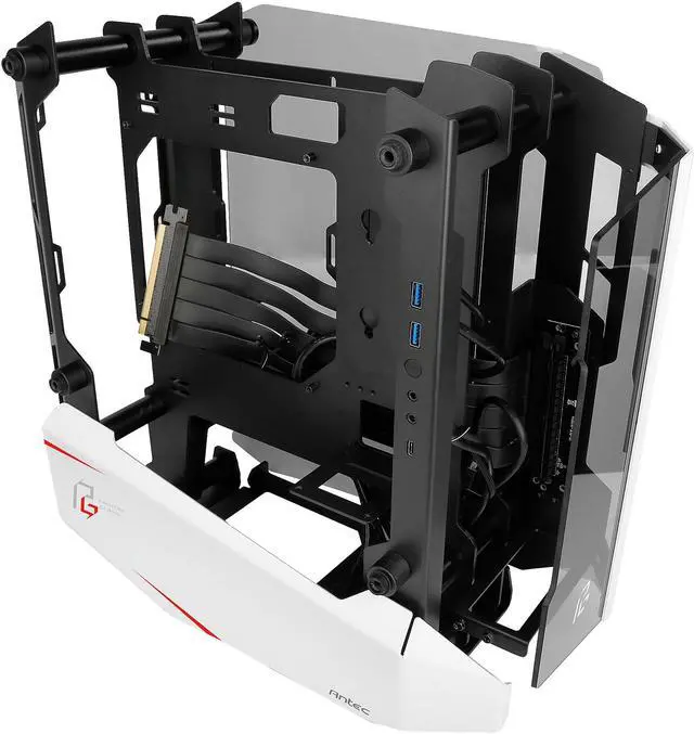 Alt view image 12 of 20 - Antec Striker Phantom Gaming Aluminum and Steel ITX Computer Case, Front GPU Mount, Up to 4 x 120 mm Fan Support, USB 3.1 Type-C Ready and PCI-E Riser Included, AsRock Special Edition