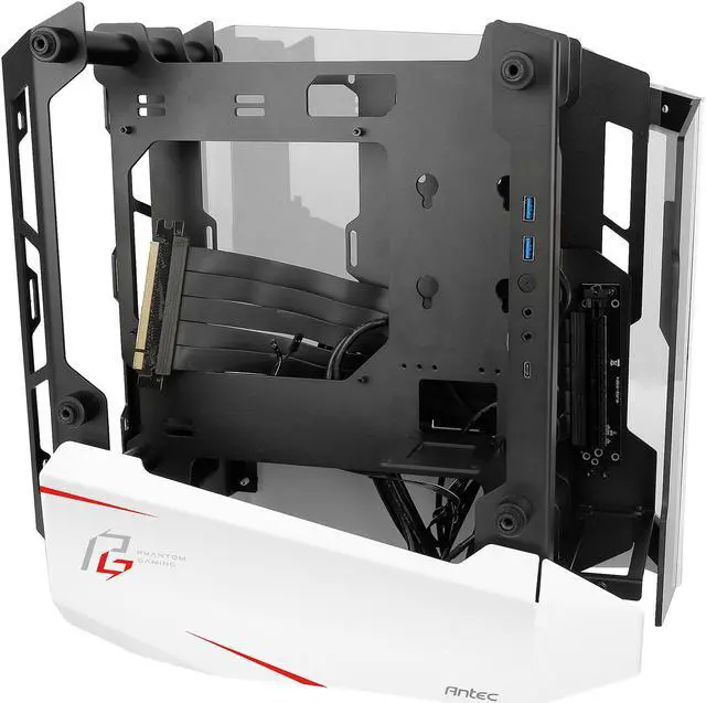 Alt view image 13 of 20 - Antec Striker Phantom Gaming Aluminum and Steel ITX Computer Case, Front GPU Mount, Up to 4 x 120 mm Fan Support, USB 3.1 Type-C Ready and PCI-E Riser Included, AsRock Special Edition