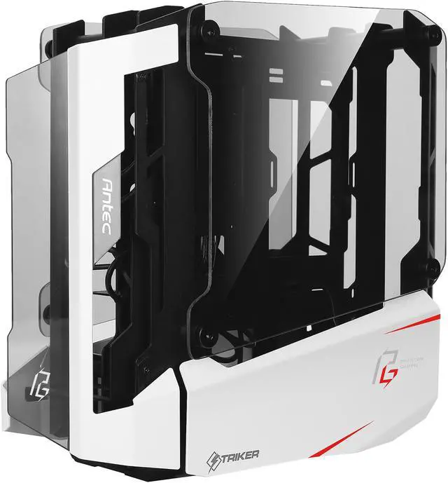 Alt view image 5 of 20 - Antec Striker Phantom Gaming Aluminum and Steel ITX Computer Case, Front GPU Mount, Up to 4 x 120 mm Fan Support, USB 3.1 Type-C Ready and PCI-E Riser Included, AsRock Special Edition