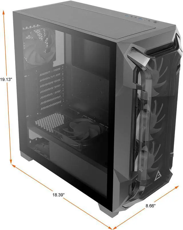 Alt view image 16 of 16 - Antec Dark League DF600 FLUX, Mid-Tower ATX Gaming Case, 5 x 120mm Fans Included, ARGB & PWM Fan Controller, Tempered Glass Side Panel, 2 x USB3.0, High-End GPU Support