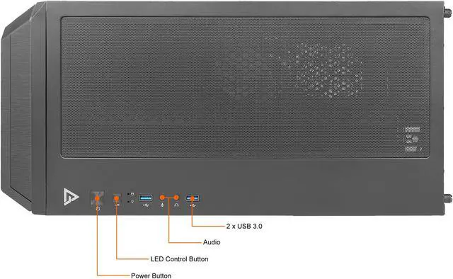 Alt view image 13 of 16 - Antec Dark League DF600 FLUX, Mid-Tower ATX Gaming Case, 5 x 120mm Fans Included, ARGB & PWM Fan Controller, Tempered Glass Side Panel, 2 x USB3.0, High-End GPU Support
