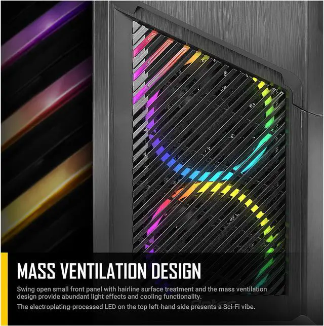 Alt view image 6 of 17 - Antec Dark League DP502 FLUX, Mid-Tower ATX Gaming Case, FLUX Platform, 5 x 120mm Fans Included, ARGB PWM Fans with Controller, 5.25" ODD Support, Tempered Glass Side Panel, Swing Open Front Panel