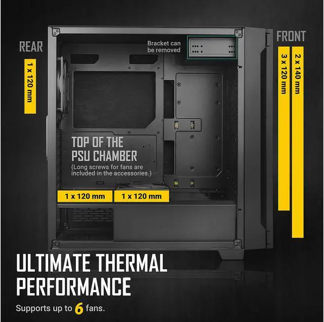 Alt view image 7 of 17 - Antec P10 FLUX, F-LUX Platform, 5 x 120mm Fans Included, Reversible & Swing-Open Front Panel, Air-Concentrating Filter, 5.25" ODD, Fan-Speed Control, Sound-Dampening Side Panels, Mid-Tower Silent Case