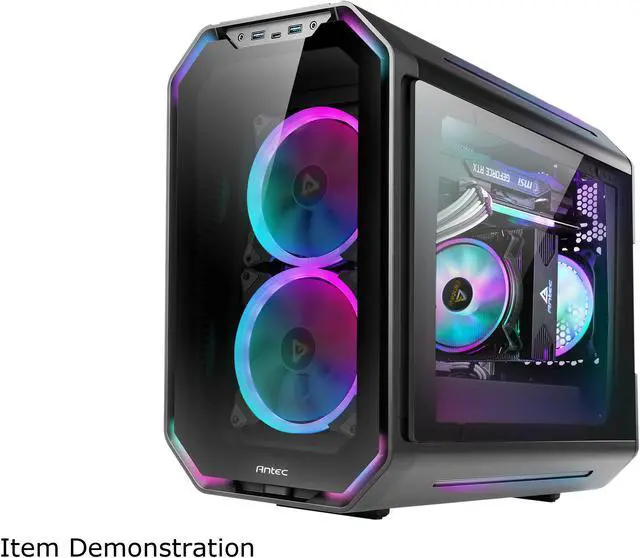 Alt view image 2 of 18 - Antec Dark Cube, Dual Front Panels Included, Slide-Open Case Structure, Build-In LED Lighting Bars, Top GPU Showcase, USB3.1 Type-C Ready, Aerospace Standard Aluminum Alloy ITX Case