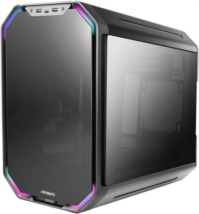 Alt view image 3 of 18 - Antec Dark Cube, Dual Front Panels Included, Slide-Open Case Structure, Build-In LED Lighting Bars, Top GPU Showcase, USB3.1 Type-C Ready, Aerospace Standard Aluminum Alloy ITX Case