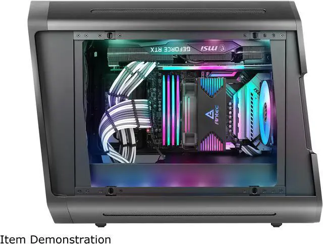 Alt view image 5 of 18 - Antec Dark Cube, Dual Front Panels Included, Slide-Open Case Structure, Build-In LED Lighting Bars, Top GPU Showcase, USB3.1 Type-C Ready, Aerospace Standard Aluminum Alloy ITX Case