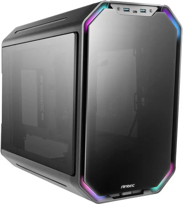 Alt view image 6 of 18 - Antec Dark Cube, Dual Front Panels Included, Slide-Open Case Structure, Build-In LED Lighting Bars, Top GPU Showcase, USB3.1 Type-C Ready, Aerospace Standard Aluminum Alloy ITX Case