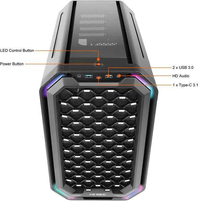 Alt view image 14 of 18 - Antec Dark Cube, Dual Front Panels Included, Slide-Open Case Structure, Build-In LED Lighting Bars, Top GPU Showcase, USB3.1 Type-C Ready, Aerospace Standard Aluminum Alloy ITX Case