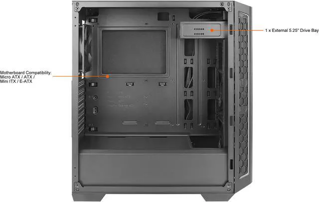 Alt view image 10 of 17 - Antec Performance Series P7 Neo, Enhanced Front Air Intakes, 3 x 120mm Fans Included, Sound-Dampening Side Panels, White LED Power Button, E-ATX Mid-Tower Silent Case