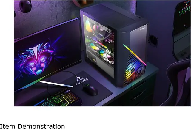 Alt view image 10 of 12 - Antec Constellation Series Draco 10 Mini-Tower M-ATX Gaming Case, Full-Sized GPU Compatibility, Massive Air Intakes, ARGB Lighting Bar & 6 x 120mm Fan Support