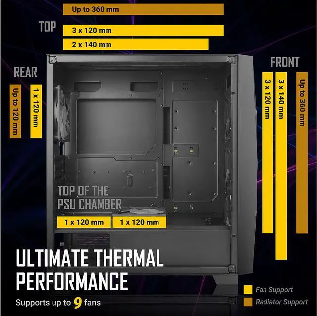 Alt view image 17 of 18 - Antec Dark League DF800 FLUX, 5 x 120 mm Fans Included, ARGB & PWM Fan Controller, Tempered Glass Side Panel, Geometrical Mesh Front, Mid-Tower ATX Gaming Case