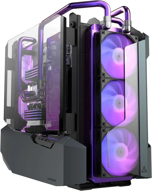 Alt view image 6 of 8 - Antec Supreme Series Cannon, 2 Individual Liquid Cooling Systems, GPU Front & Side Mount, 3 x 360mm Radiators, Type-C & USB3.0, Snap-in Side Panel, Full Tower E-ATX Gaming Case, Black