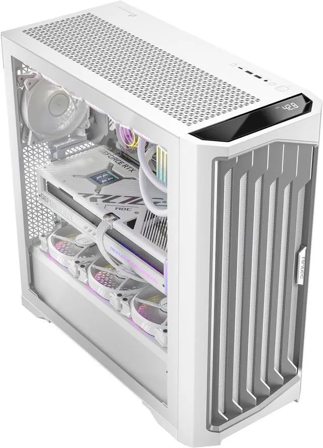 Alt view image 7 of 11 - Antec Performance 1 FT White, RTX 40 Series GPU Support, Temp. Display, 4 x Storm T3 PWM Fans, Type-C Ready, Dual Tempered Glass Side Panels, Mesh Front Panel, Full-Tower E-ATX PC Case