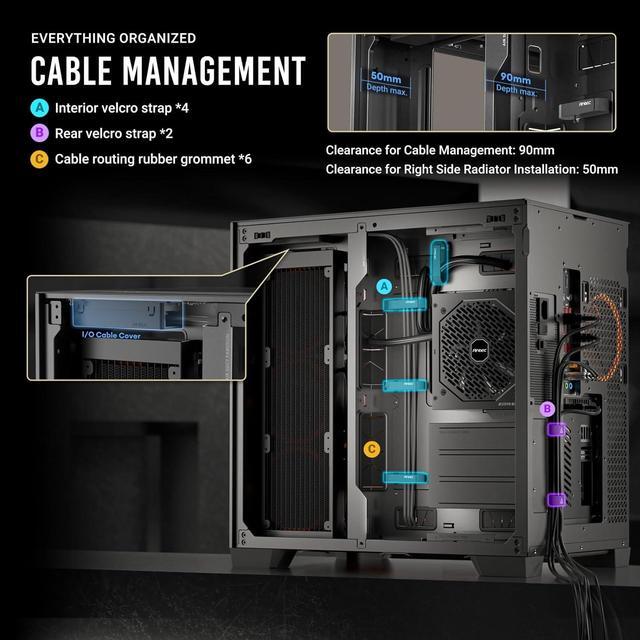 Alt view image 2 of 14 - Antec C8, Fans not Included, RTX 40 Compatible, Dual-Chamber, tooless Design, Type-C, 360mm Radiator Support, Seamless Tempered Glass Front & Side Panels, High Airflow Full-Tower E-ATX PC Case