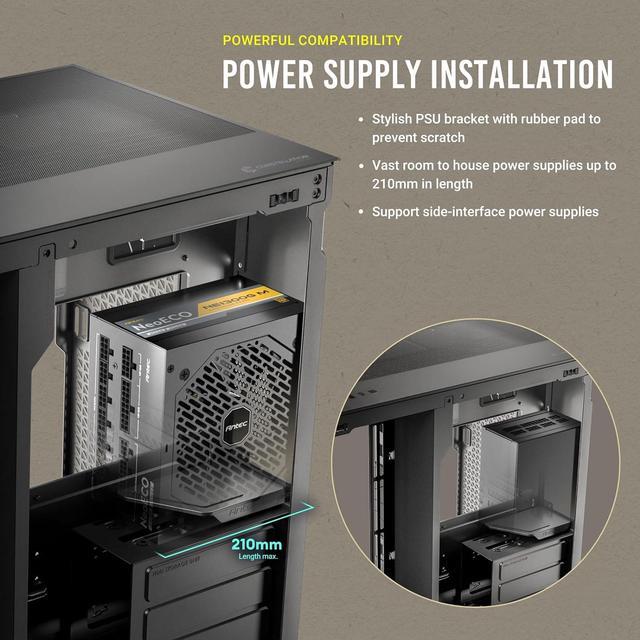 Alt view image 3 of 14 - Antec C8, Fans not Included, RTX 40 Compatible, Dual-Chamber, tooless Design, Type-C, 360mm Radiator Support, Seamless Tempered Glass Front & Side Panels, High Airflow Full-Tower E-ATX PC Case