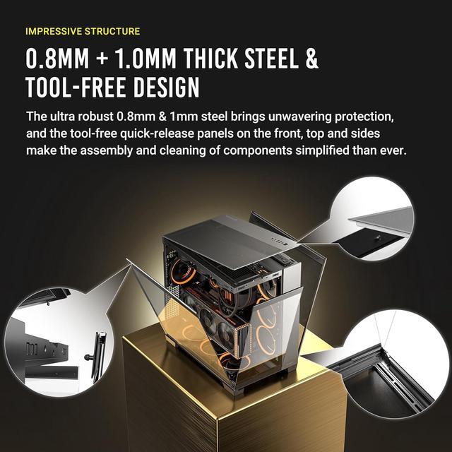 Alt view image 5 of 14 - Antec C8, Fans not Included, RTX 40 Compatible, Dual-Chamber, tooless Design, Type-C, 360mm Radiator Support, Seamless Tempered Glass Front & Side Panels, High Airflow Full-Tower E-ATX PC Case