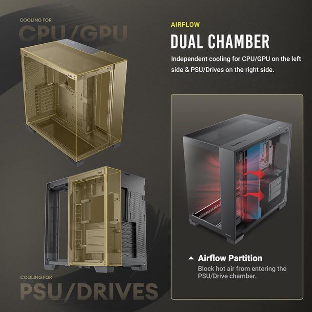 Alt view image 6 of 14 - Antec C8, Fans not Included, RTX 40 Compatible, Dual-Chamber, tooless Design, Type-C, 360mm Radiator Support, Seamless Tempered Glass Front & Side Panels, High Airflow Full-Tower E-ATX PC Case