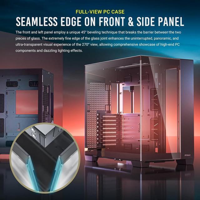 Alt view image 8 of 14 - Antec C8, Fans not Included, RTX 40 Compatible, Dual-Chamber, tooless Design, Type-C, 360mm Radiator Support, Seamless Tempered Glass Front & Side Panels, High Airflow Full-Tower E-ATX PC Case