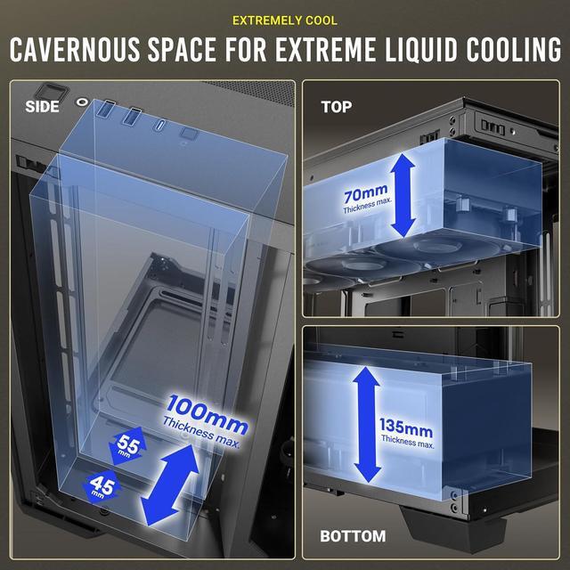 Alt view image 9 of 14 - Antec C8, Fans not Included, RTX 40 Compatible, Dual-Chamber, tooless Design, Type-C, 360mm Radiator Support, Seamless Tempered Glass Front & Side Panels, High Airflow Full-Tower E-ATX PC Case