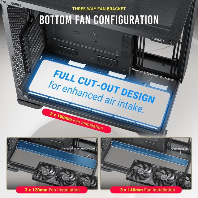 Alt view image 12 of 14 - Antec C8, Fans not Included, RTX 40 Compatible, Dual-Chamber, tooless Design, Type-C, 360mm Radiator Support, Seamless Tempered Glass Front & Side Panels, High Airflow Full-Tower E-ATX PC Case