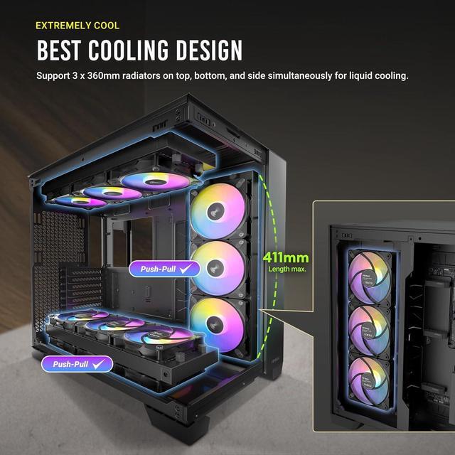 Alt view image 13 of 14 - Antec C8, Fans not Included, RTX 40 Compatible, Dual-Chamber, tooless Design, Type-C, 360mm Radiator Support, Seamless Tempered Glass Front & Side Panels, High Airflow Full-Tower E-ATX PC Case
