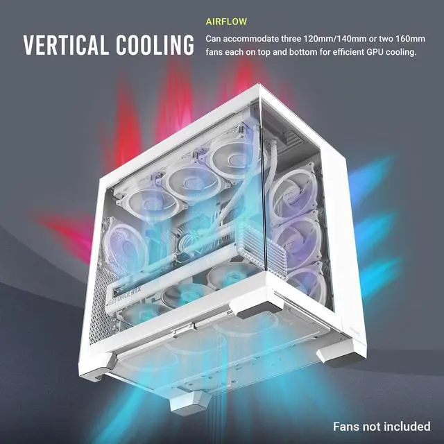 Alt view image 13 of 14 - Antec C8 White, Fans not Included, RTX 40 Compatible, Dual-Chamber, tooless Design, Type-C, 360mm Radiator Support, Seamless Tempered Glass Front & Side Panels, High Airflow Full-Tower E-ATX PC Case