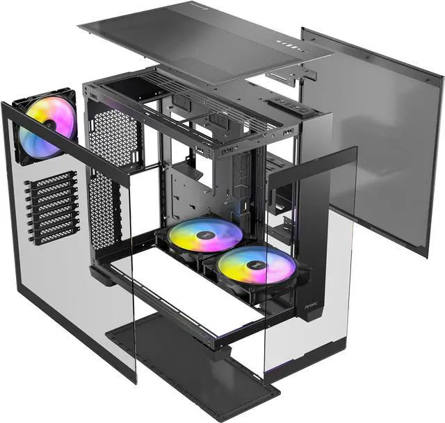 Alt view image 12 of 13 - Antec C8 ARGB, 2x TQR 160mm & 1x TQ 140mm ARGB PWM Fans Included, Dual-chamber Layout, Type-C, 360mm Radiator Support, Seamless TG Front & Side Panels, RTX 40 compatible, Full-Tower E-ATX PC Case