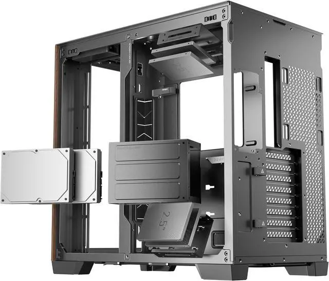Alt view image 3 of 20 - Antec C8 Wood, Fans not Included, Wooden Front Panel, Dual-chamber Layout, Type-C, 360mm Radiator Support, Seamless TG Front & Side Panels, RTX 40 compatible, Full-Tower E-ATX PC Case