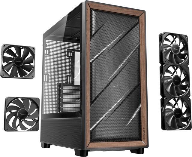 Alt view image 17 of 20 - Antec FLUX Wood, 5 x PWM Fans Included, High-Airflow Front Panel With Walnut Wood, Type-C, 420mm Radiator & Back Connect Motherboard Support, Up to 9 Fans Simultaneously, Mid-Tower E-ATX PC Case