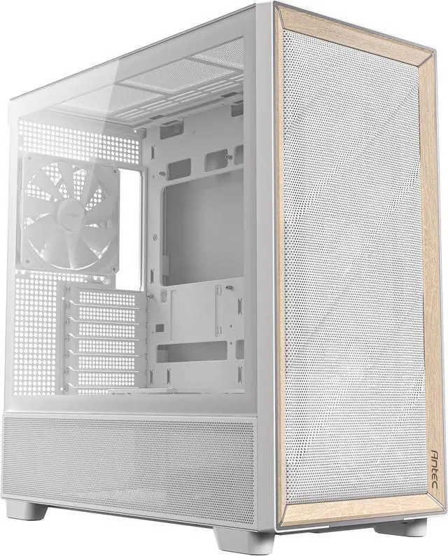 Alt view image 2 of 20 - Antec FLUX Wood White, 5 x PWM Fans Included, High-Airflow Front Panel With Birch Wood, Type-C, 420mm Radiator & Back Connect Motherboard Support, Up to 9 Fans Simultaneously, Mid-Tower E-ATX PC Case