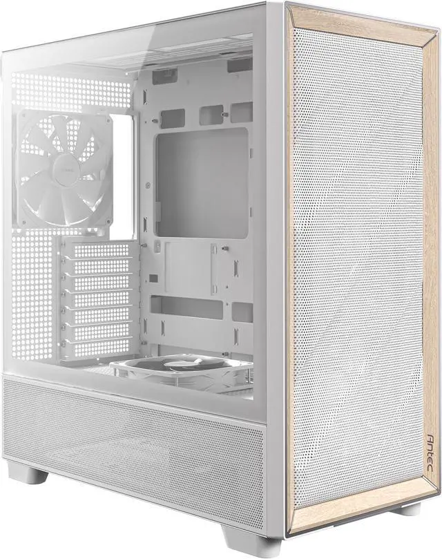 Alt view image 8 of 20 - Antec FLUX Wood White, 5 x PWM Fans Included, High-Airflow Front Panel With Birch Wood, Type-C, 420mm Radiator & Back Connect Motherboard Support, Up to 9 Fans Simultaneously, Mid-Tower E-ATX PC Case