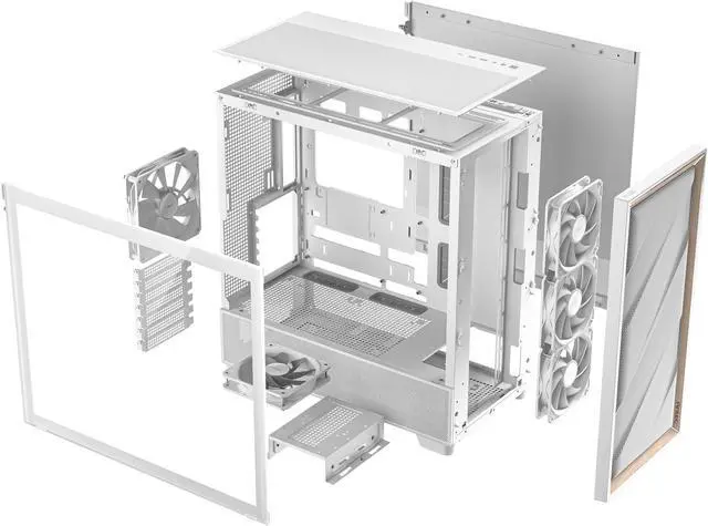 Alt view image 18 of 20 - Antec FLUX Wood White, 5 x PWM Fans Included, High-Airflow Front Panel With Birch Wood, Type-C, 420mm Radiator & Back Connect Motherboard Support, Up to 9 Fans Simultaneously, Mid-Tower E-ATX PC Case