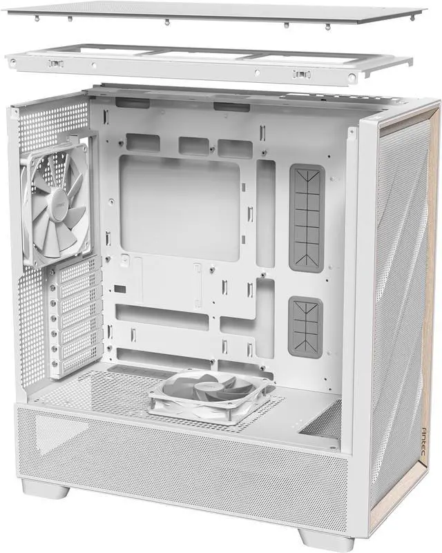 Alt view image 20 of 20 - Antec FLUX Wood White, 5 x PWM Fans Included, High-Airflow Front Panel With Birch Wood, Type-C, 420mm Radiator & Back Connect Motherboard Support, Up to 9 Fans Simultaneously, Mid-Tower E-ATX PC Case