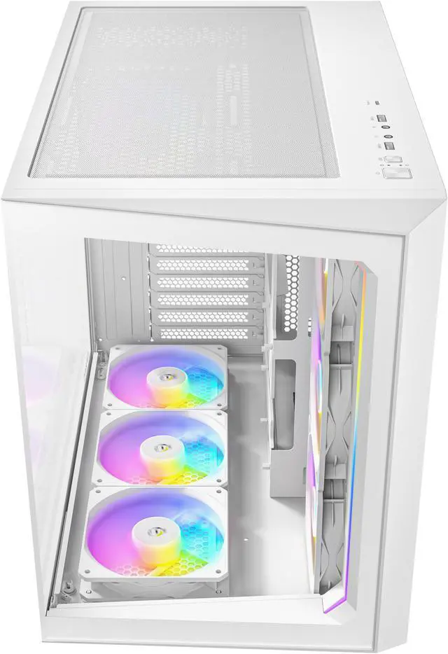 Alt view image 13 of 16 - Antec C5 ARGB White, 7 x 120mm ARGB PWM Fans Included, Up to 10 Fans Simultaneously, Type-C 3.2 Gen 2 port, Seamless Tempered Glass Front & Side Panels, 360mm Radiator Support, Mid-Tower ATX PC Case