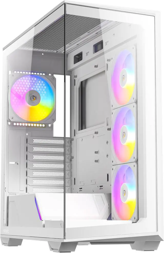 Alt view image 2 of 16 - Antec C3 ARGB White, 3 x 120mm & 1 x 120mm ARGB PWM Fans Included, Up to 8 Fans Simultaneously, Type-C 3.2 Gen 2 port, Seamless Tempered Glass Front & Side Panels, 360mm Radiator Support, Mid-Tower ATX PC Case