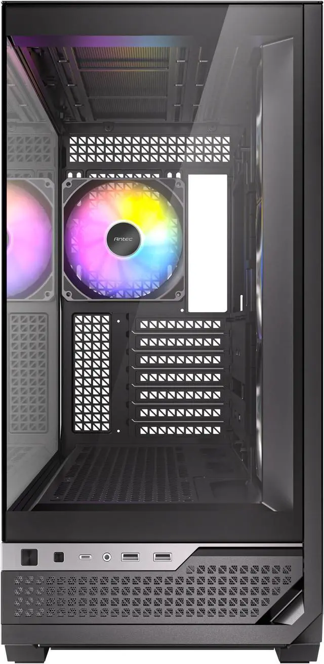 Alt view image 4 of 20 - Antec C7 ARGB, RTX 40 GPU Support, 4 x 120mm ARGB PWM Fans Included, Vertical GPU Cooling, Type-C 10Gbps, Seamless Tempered Glass Front & Side Panels, 360mm Radiator Support, Mid-Tower E-ATX PC Case