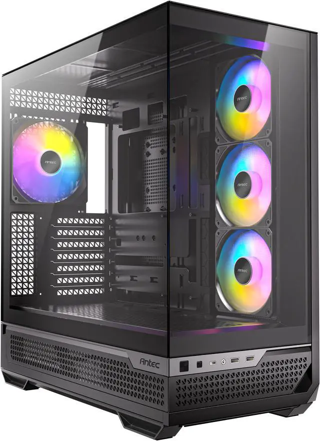 Alt view image 9 of 20 - Antec C7 ARGB, RTX 40 GPU Support, 4 x 120mm ARGB PWM Fans Included, Vertical GPU Cooling, Type-C 10Gbps, Seamless Tempered Glass Front & Side Panels, 360mm Radiator Support, Mid-Tower E-ATX PC Case