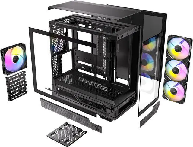 Alt view image 19 of 20 - Antec C7 ARGB, RTX 40 GPU Support, 4 x 120mm ARGB PWM Fans Included, Vertical GPU Cooling, Type-C 10Gbps, Seamless Tempered Glass Front & Side Panels, 360mm Radiator Support, Mid-Tower E-ATX PC Case