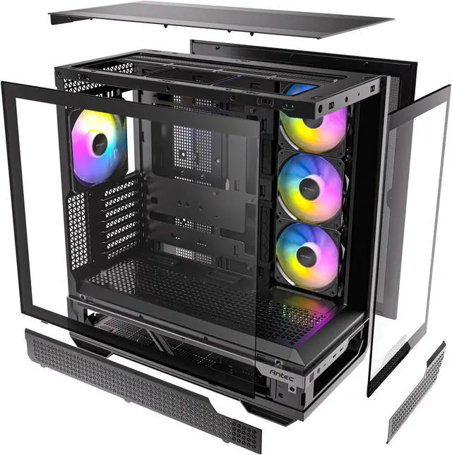 Alt view image 20 of 20 - Antec C7 ARGB, RTX 40 GPU Support, 4 x 120mm ARGB PWM Fans Included, Vertical GPU Cooling, Type-C 10Gbps, Seamless Tempered Glass Front & Side Panels, 360mm Radiator Support, Mid-Tower E-ATX PC Case