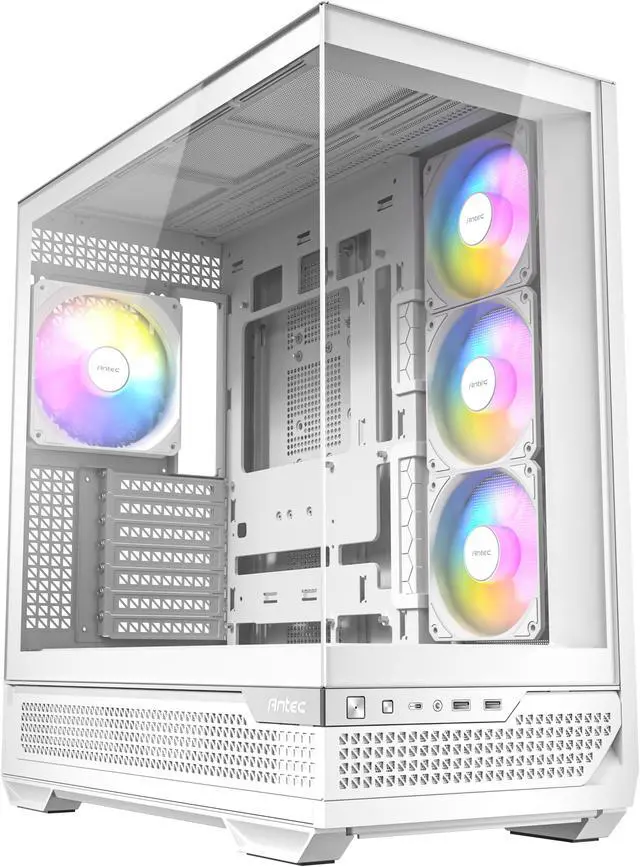 Main image of Antec C7 ARGB White, RTX 40 GPU Support, 4 x 120mm ARGB PWM Fans Included, Vertical GPU Cooling, Type-C 10Gbps, Seamless Tempered Glass Front & Side Panels, 360mm Radiator Support, Mid-Tower E-ATX PC Case