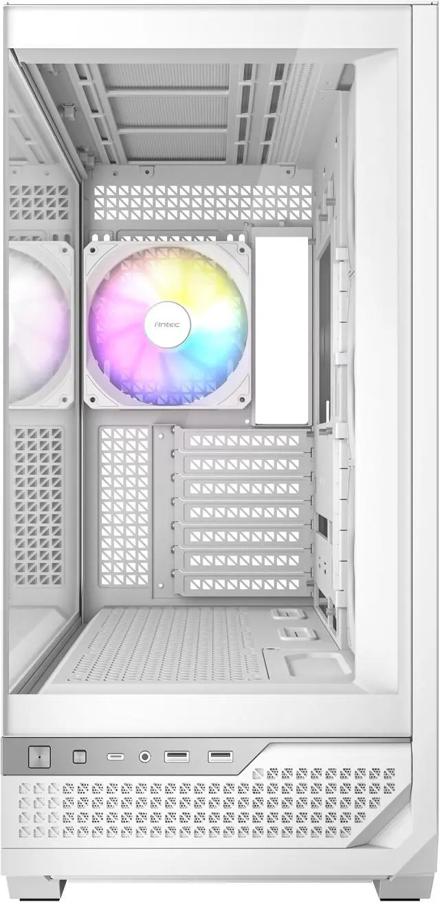 Alt view image 4 of 20 - Antec C7 ARGB White, RTX 40 GPU Support, 4 x 120mm ARGB PWM Fans Included, Vertical GPU Cooling, Type-C 10Gbps, Seamless Tempered Glass Front & Side Panels, 360mm Radiator Support, Mid-Tower E-ATX PC Case