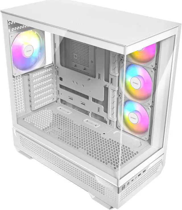 Alt view image 16 of 20 - Antec C7 ARGB White, RTX 40 GPU Support, 4 x 120mm ARGB PWM Fans Included, Vertical GPU Cooling, Type-C 10Gbps, Seamless Tempered Glass Front & Side Panels, 360mm Radiator Support, Mid-Tower E-ATX PC Case
