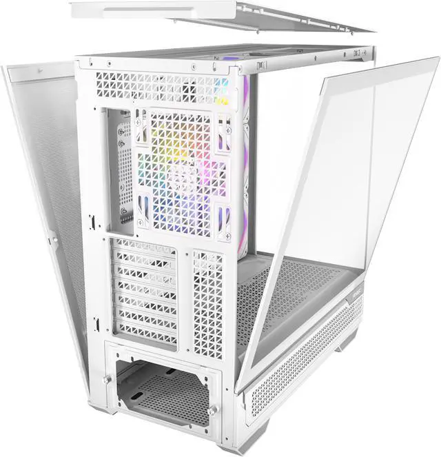 Alt view image 18 of 20 - Antec C7 ARGB White, RTX 40 GPU Support, 4 x 120mm ARGB PWM Fans Included, Vertical GPU Cooling, Type-C 10Gbps, Seamless Tempered Glass Front & Side Panels, 360mm Radiator Support, Mid-Tower E-ATX PC Case